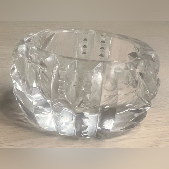 Vintage Cut Glass/Crystal Sawtooth/Sunburst Zipper Round Salt Cellar Lot Of 2 - Picture 7 of 8